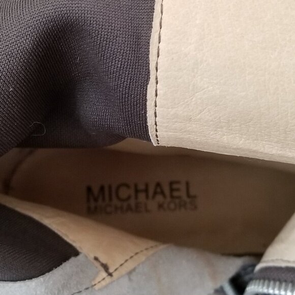 Michael Kors Bromley Gray Snake Print Leather Over-the-Knee Boots - Picture 9 of 10